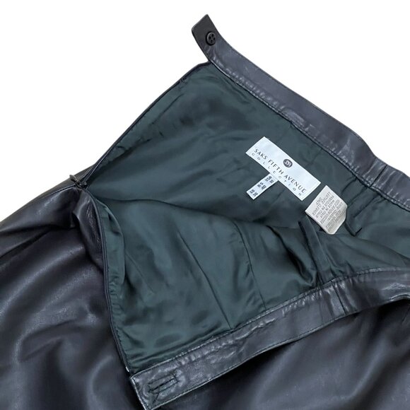 Women’s Vintage Saks Fifth Avenue skirt leather black 1990s - Picture 3 of 7